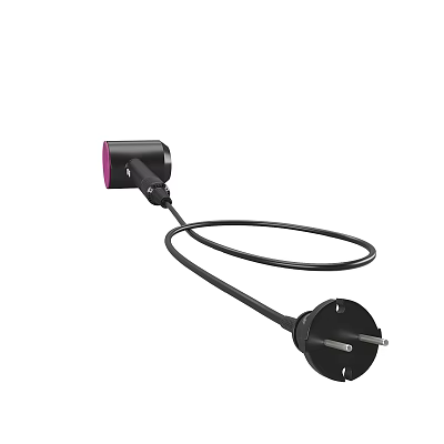 Stylish Hair Dryer with Purple Accent Black Body and Long Power Cord 3d model