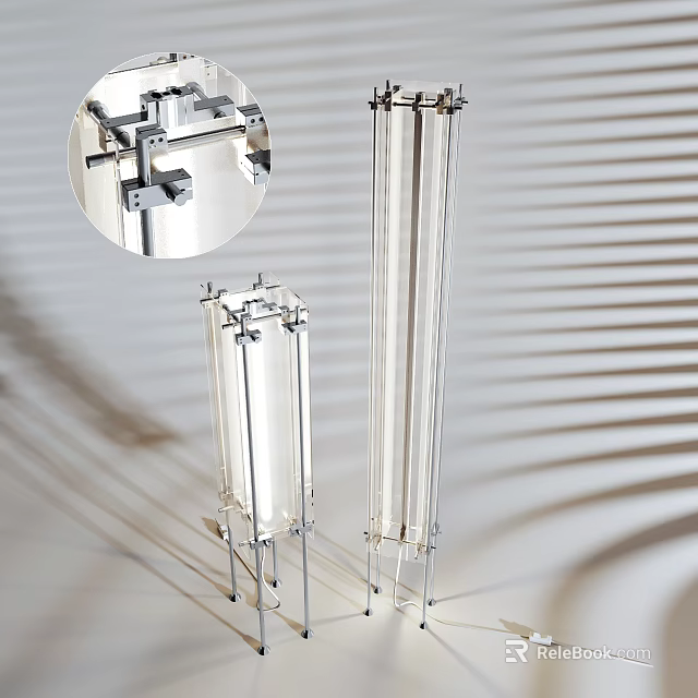 Modern Floor Lamp Interior With Transparent Design And Light Shadows 3d model 