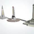 Architectural Components Featuring Spire Shaped Structures Pedestal Base And Ornamental Details 3d model