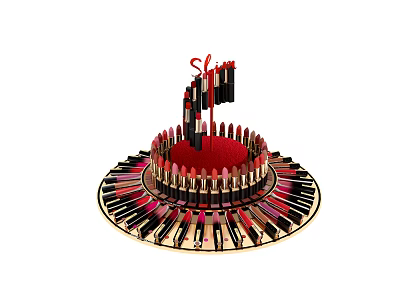 Lipstick Display In Cosmetics Store With Circular Stand And Various Colorful Shades 3d model