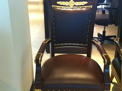 Luxurious Classic Dining Chair With Leather Upholstery Gold Accents And Ornate Backrest 3d model