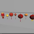 Colorful Chinese Lanterns Hanging On String With Various Colors And Patterns As Daily Living Items