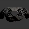 Elegant Gray Jacket With Black Lace Shoulder Details And Decorative Buttons