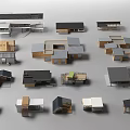 Multiple Different Architectural Post Station Models With Various Design Styles