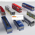 Colorful Various Types of Buses Including Double Decker and Coaches on White Background