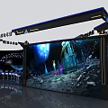 Interstellar Crossing VIII Modern Exhibition Booth Entrance Blue Black With Moon Surface Earth