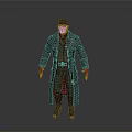 Game Movie Character In Military Style Long Coat With Belt And Cap
