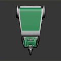 Green Three Wheeled Tricycle With Open Door And Person Standing