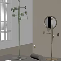 Modern Clothes Racks Featuring Floor Standing Glass And Wall Mounted Metal Hooks Design