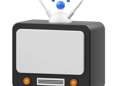Vintage Black TV with Antenna and Blue Sphere on Top Classic Design 3d model