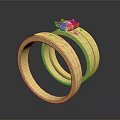 Two Elegant Gold Rings With Red Decorative Top For Daily Use Accessories