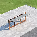 Outdoor Wooden Pergola with Lattice Roof in Green Lawn and Blue Sky