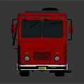 Red Food Truck With Blue Roof And Roof Mounted Equipment