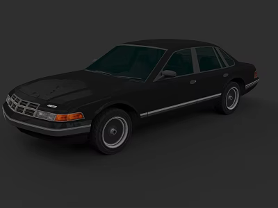 Classic Black Sedan With Front Grille Sleek Body Lines And Black Wheels 3d model