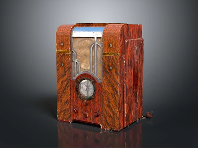 Vintage Electronic Radio With Wooden Case Retro Design And Dial Control Knobs 3d model