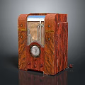 Vintage Electronic Radio With Wooden Case Retro Design And Dial Control Knobs