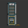 Teal And White Vertical Vending Machine With Multiple Shelves Digital Screen And Warning Strips