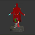 3D Superhero Character Model With Blue Costume Red Cape Yellow Belt And Red Boots