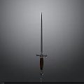 Classic Medieval Sword As Historical Weapon With Metal Blade Wooden Handle And Decorative Hilt