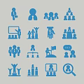 Modern Blue Team Collaboration Icons Pendant Featuring People Figures Design
