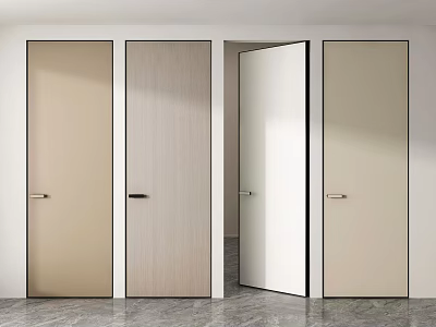 Modern Swing Doors with Beige Wooden and White Finishes for Home Interior Design 3d model