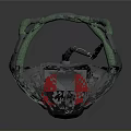 Weapon Tactical Gas Mask With Transparent Visor Green Straps And Red Filters Design