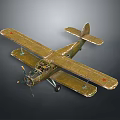 Vintage Military Biplane Fighter Aircraft With Red Stars