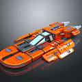 Orange Sci Fi Spaceship 3D Render With Detailed Structure And Parts 3d model