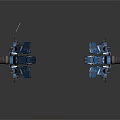 Futuristic Mechanical Devices With Blue Black Blades Mechanical Arms And Core Components