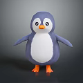 Cute Purple and White Penguin Doll with Orange Feet and Black Eyes