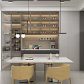 Modern Kitchen Interior Design With Gray Cabinets Yellow Pendant Light Wooden Island And Appliances
