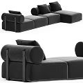 Modern Gray Upholstered Modular Sectional Sofa With Spacious Seats And Armrests 3d model