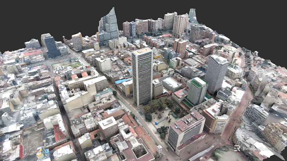 Aerial View of City Buildings with Modern High Rises and Diverse Architecture 3d model 