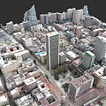 Aerial View of City Buildings with Modern High Rises and Diverse Architecture