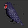 Cute Purple Owl with Red Eyes Holding White Envelope with Red Seal