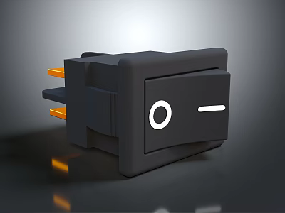 Black Modern Switch Panel with Round Linear Switches and Orange Prongs Sleek Design 3d model