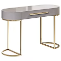Modern Gray Dressing Table With Gold Metal Legs And Sleek Drawer Design