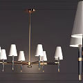 Modern Chandelier With Gold Black Metal Frame White Fabric Shades Multiple Lights Design