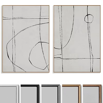 Modern Picture Frames With Abstract Line Art And Various Color Finishes 3d model