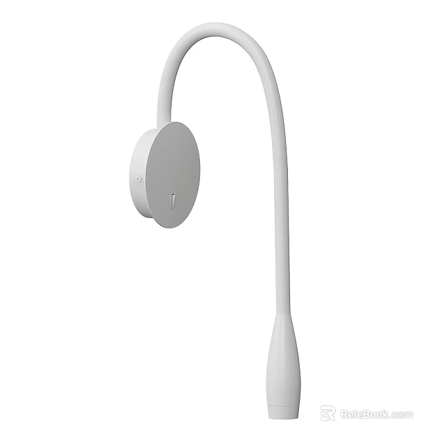 Modern Minimalist White Wall Lamp With Curved Arm And Circular Base 3d model 