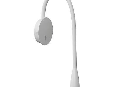 Modern Minimalist White Wall Lamp With Curved Arm And Circular Base 3d model