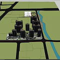 Aerial View Of Modern Residential Area With High Rise Buildings Green Spaces And River