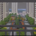 Aerial View Planning of Residential Community With High-rise Buildings Green Spaces Walkways And Water Features