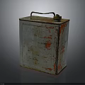 Vintage Metal Oil Canister With Peeling Red Gray Paint Brass Lid And Handle
