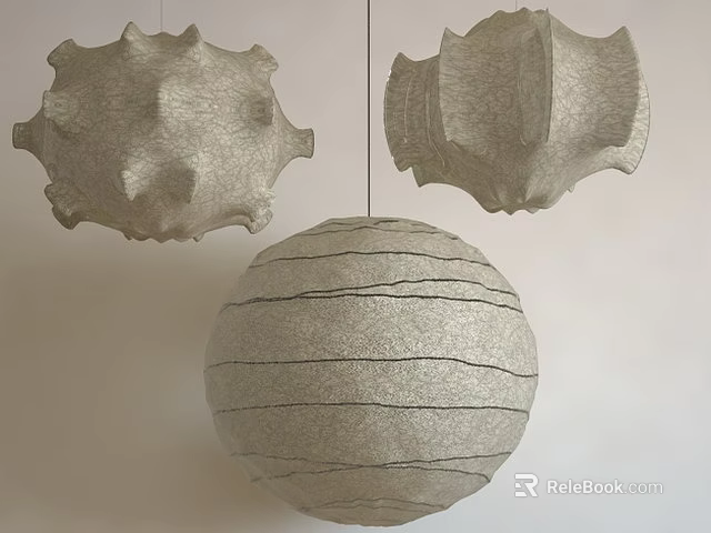 Unique Shaped Pendant Lights Featuring Striped Patterns And Textured Surfaces 3d model