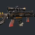 Tactical Assault Weapon With Telescopic Scope Ergonomic Grip And Black Barrel Design