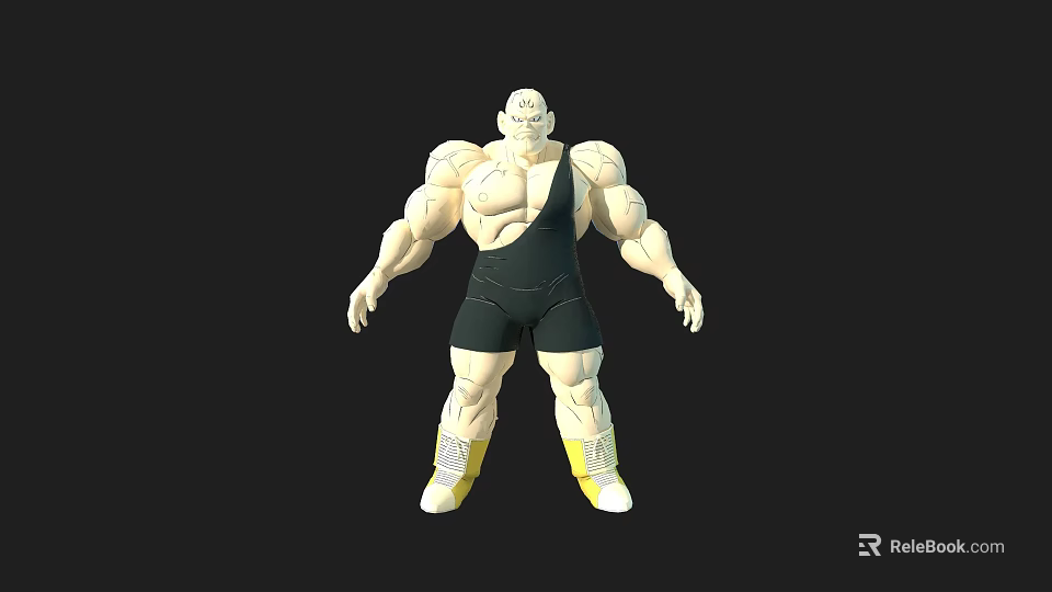 Muscular Game Character With Black Singlet White Shoes Yellow Accents And Bulky Build 3d model 