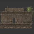 Ancient Stone Ruins With Arched Doorways Overgrown Vines Wooden Crates And Mossy Floor