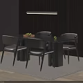 Modern Luxury Dark Dining Table Set With Premium Leather Chairs For Elegant Home Dining Space