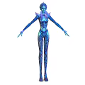 Blue Elven Mythical Creature With Intricate Body Patterns And Winged Shoulders